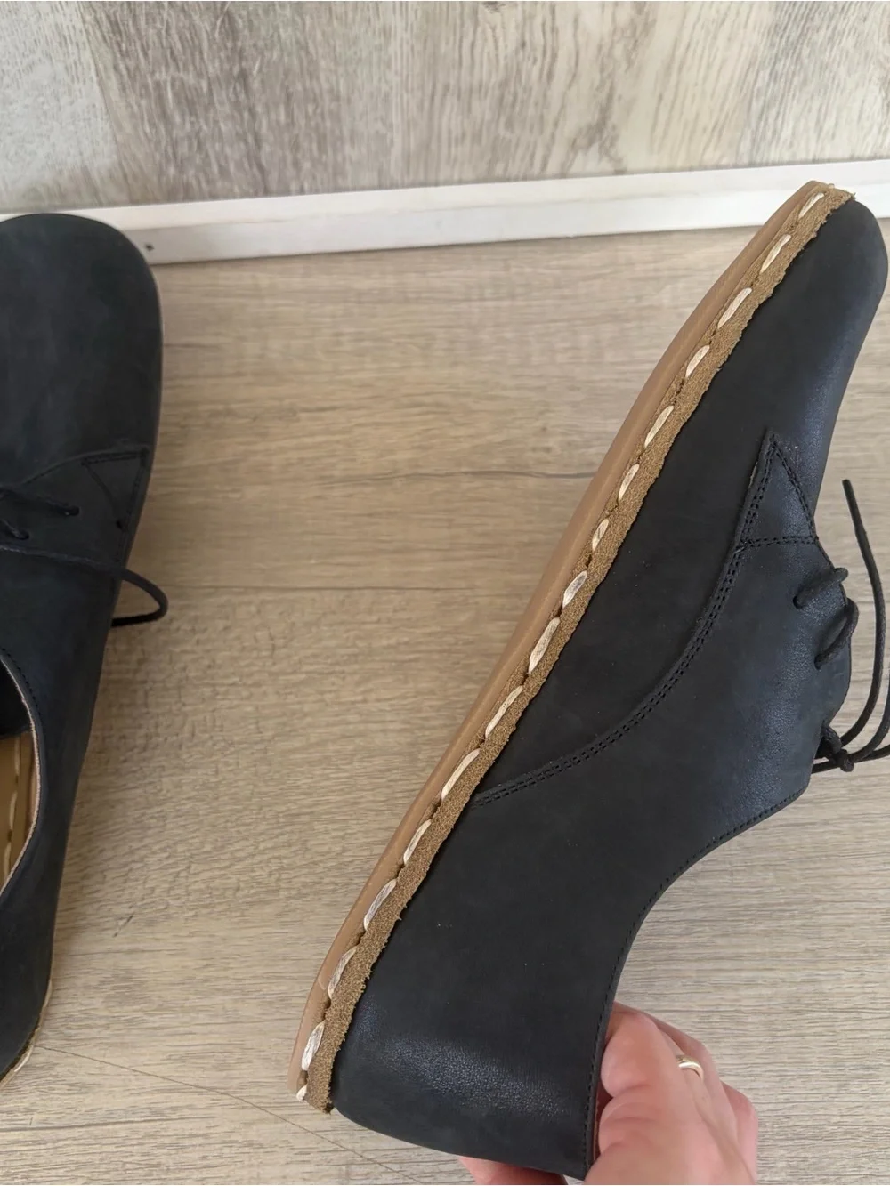 Atlantis Barefoot Oxfords Men SZ 10.5 Black Leather Handmade Shoes Minimalist
